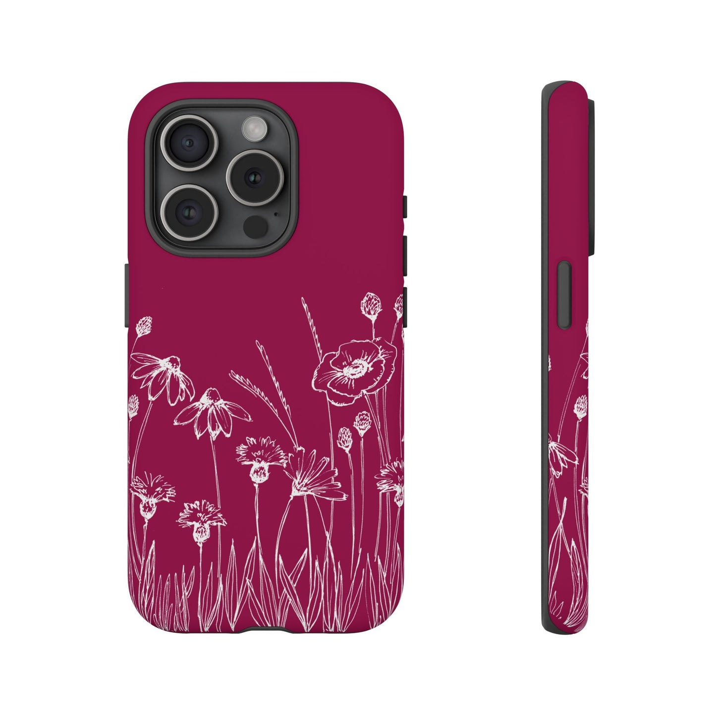 Doodle Flower Phone Case Berry