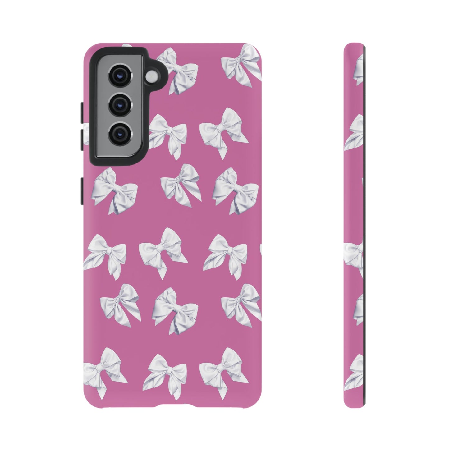 Bow Phone Case White on Pink