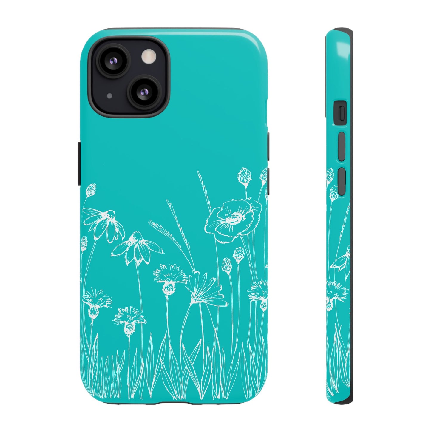 Doodle Flower Phone Case Aqua