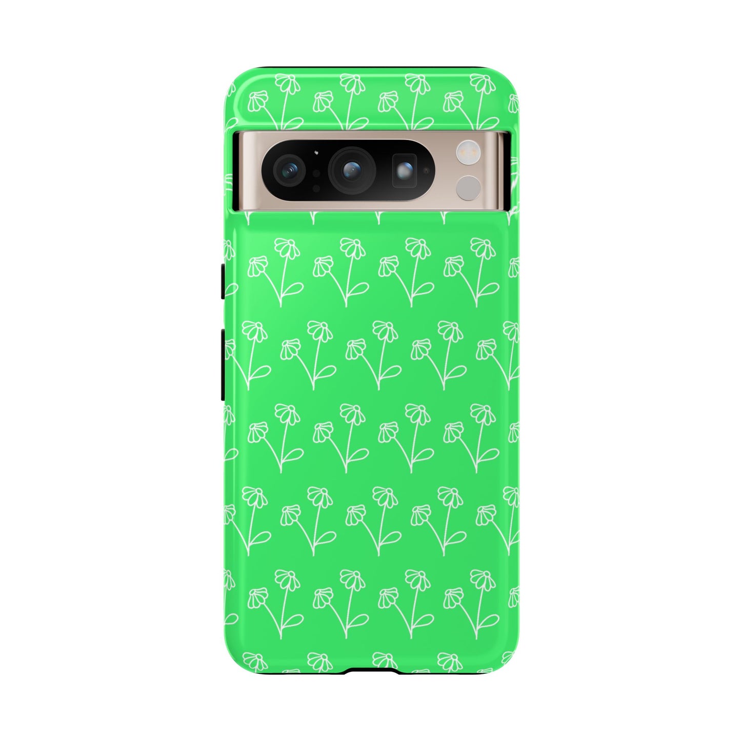 Doodle Flowers Phone Case Bright Green