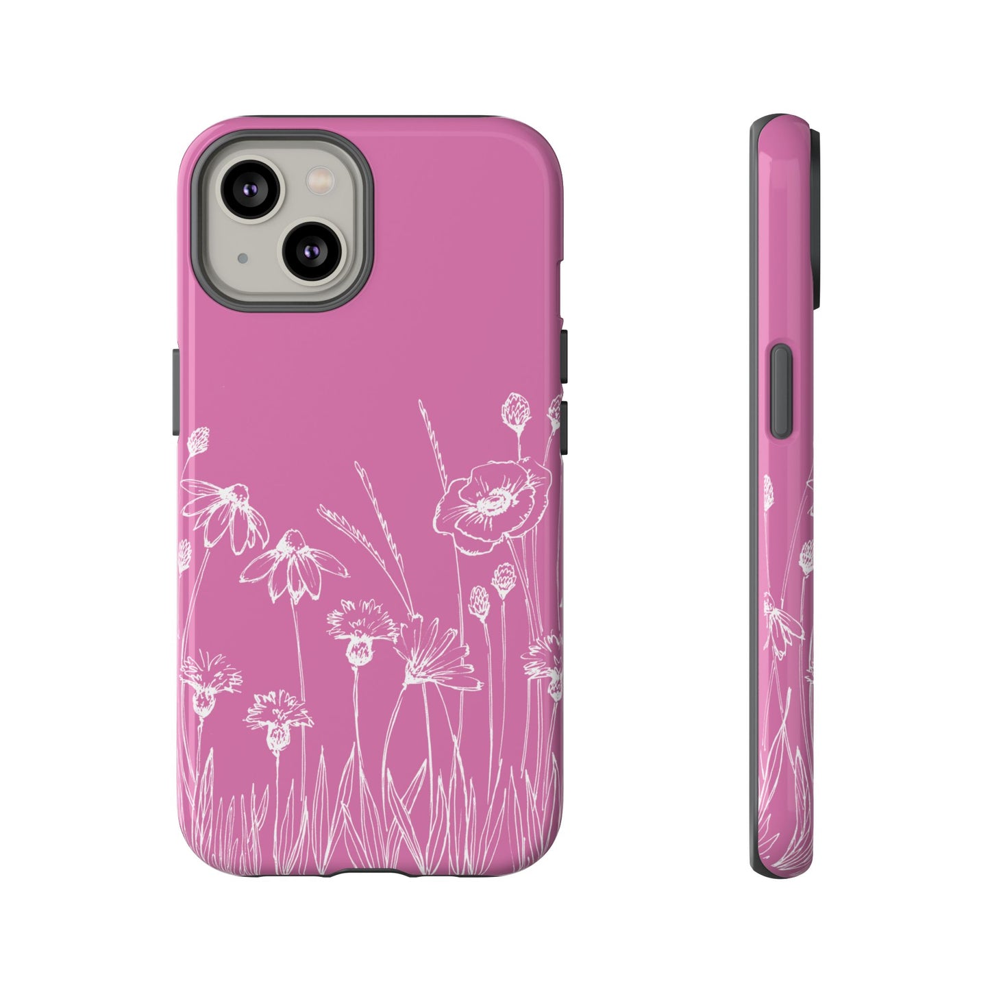 Doodle Flower Phone Case Pink