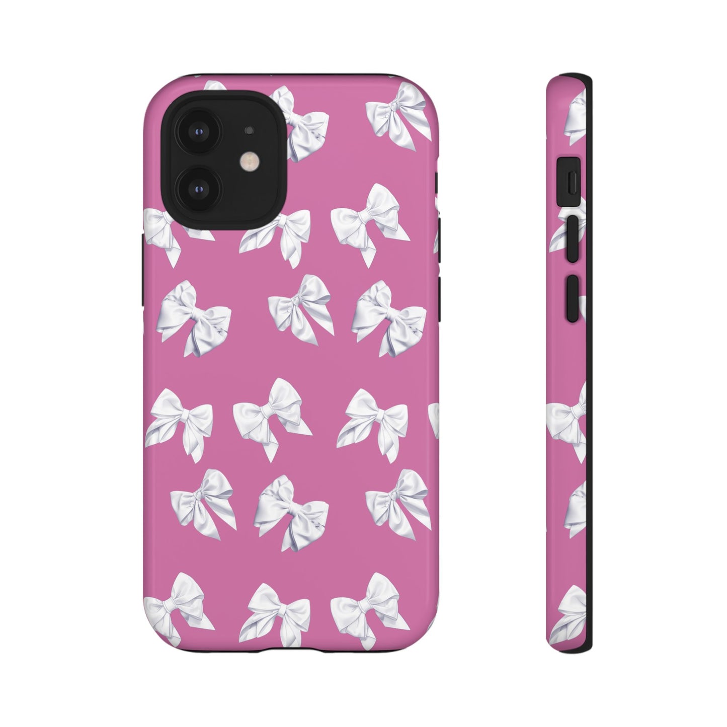 Bow Phone Case White on Pink