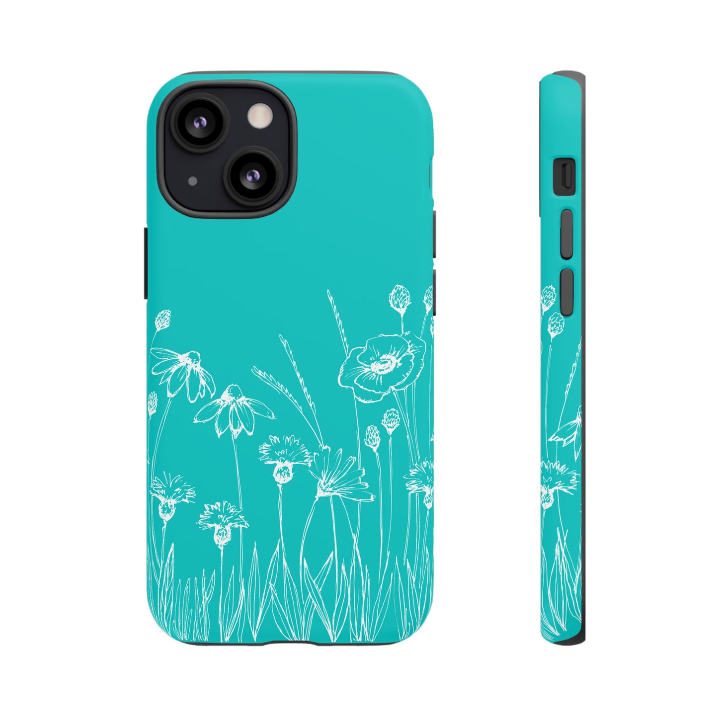 Doodle Flower Phone Case Aqua