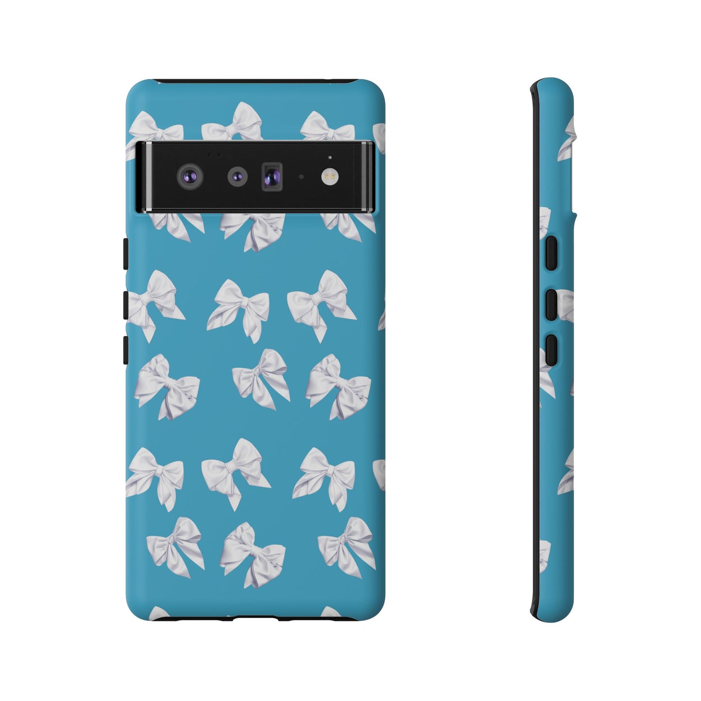 Bow Phone Case White on Turquoise