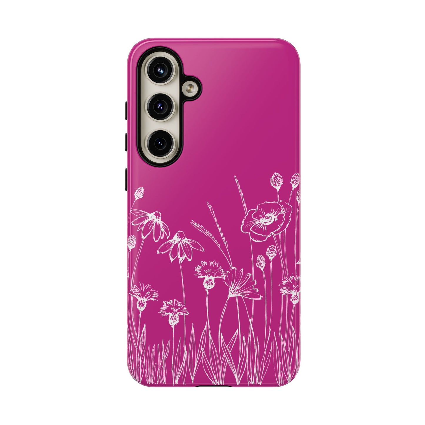 Doodle Flower Phone Case Hot Pink