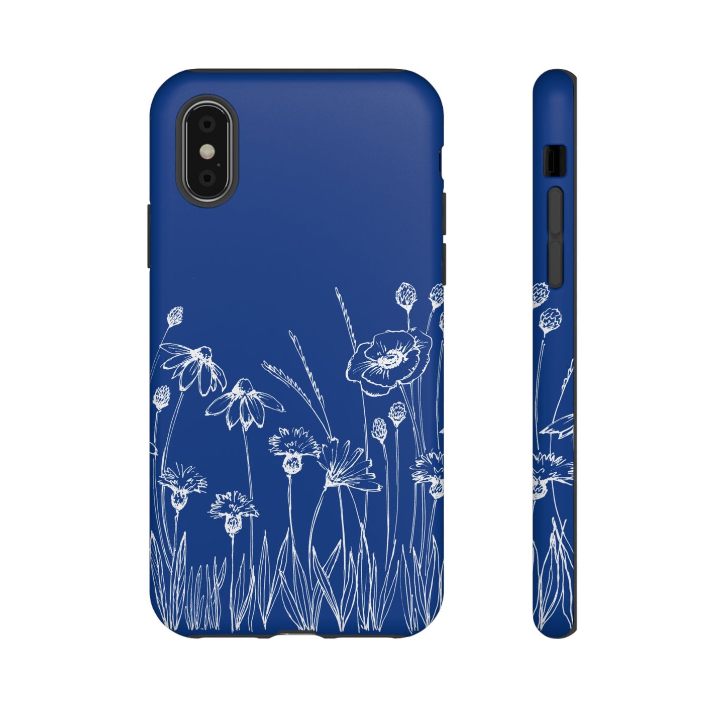 Doodle Flower Phone Case Blue