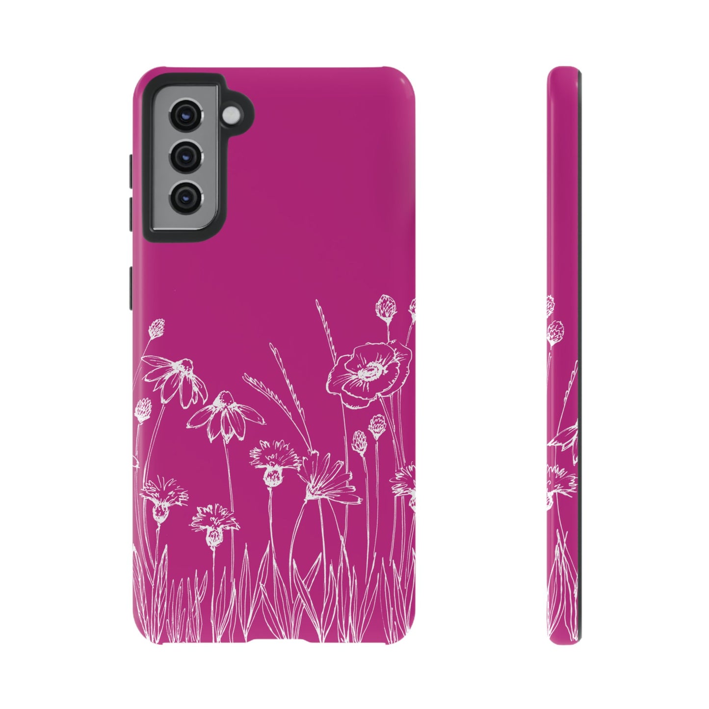 Doodle Flower Phone Case Hot Pink