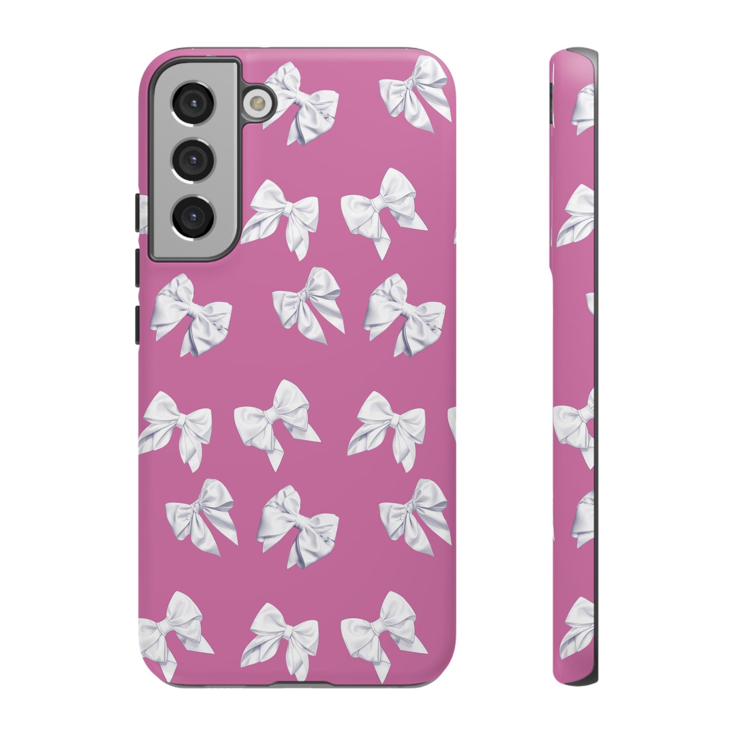 Bow Phone Case White on Pink