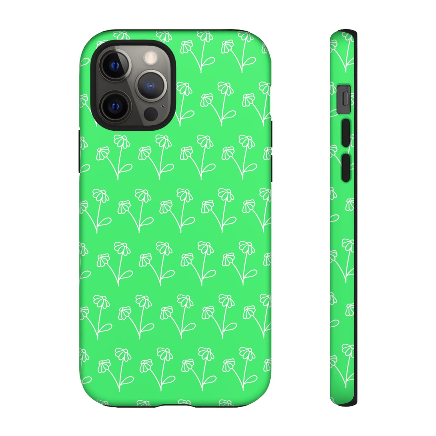 Doodle Flowers Phone Case Bright Green