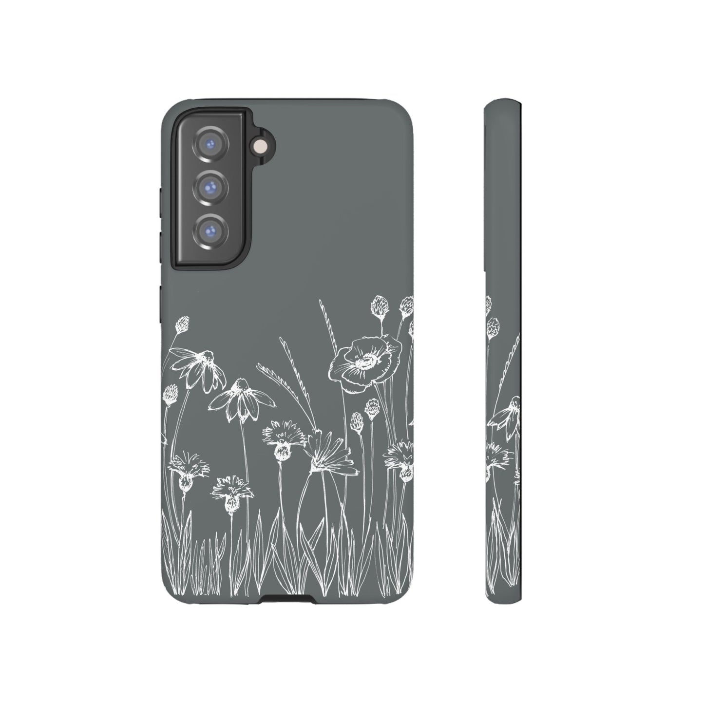 Doodle Flower Phone Case Gray