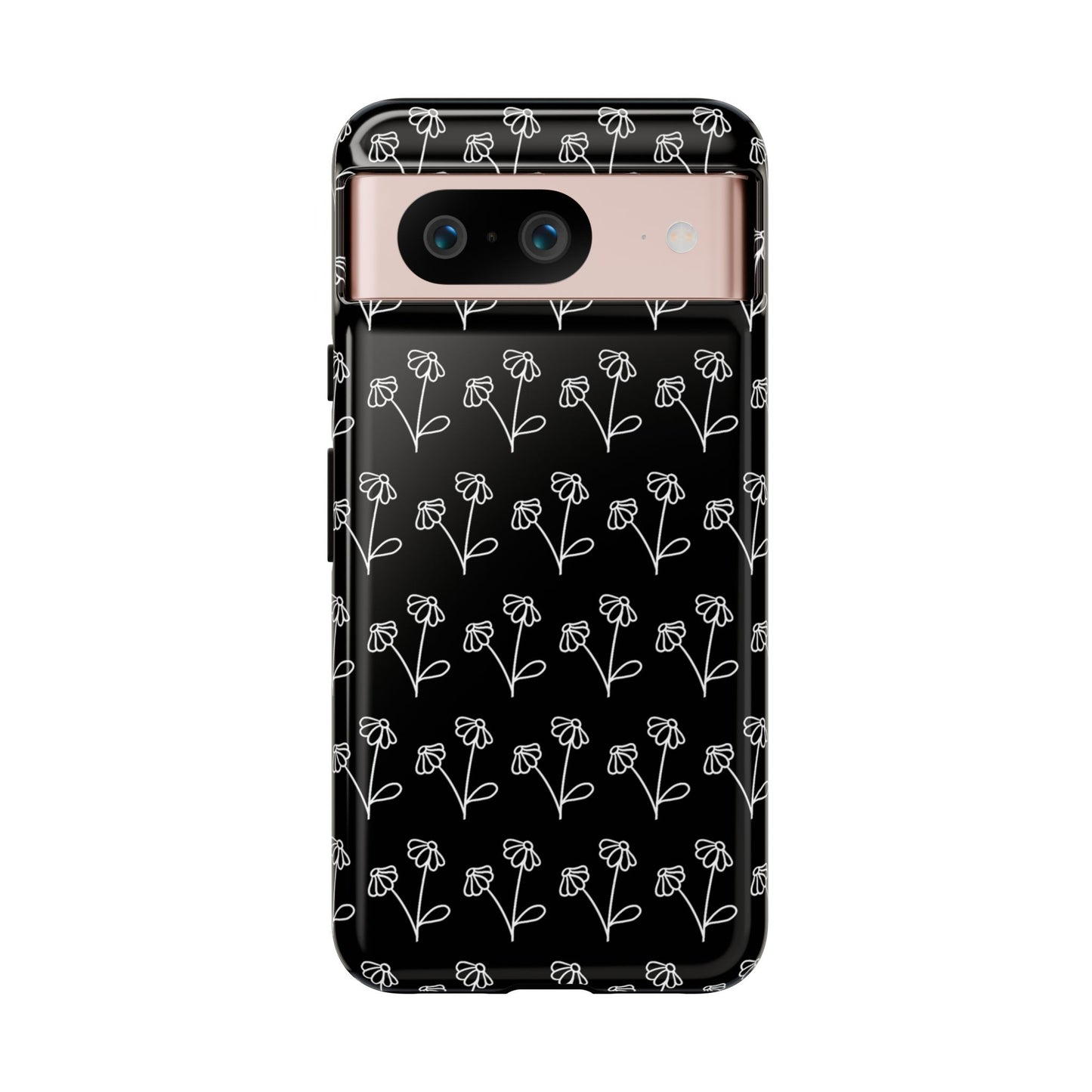 Doodle Flowers Phone Case Black