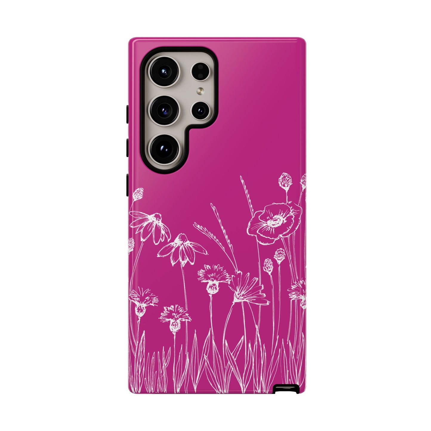 Doodle Flower Phone Case Hot Pink