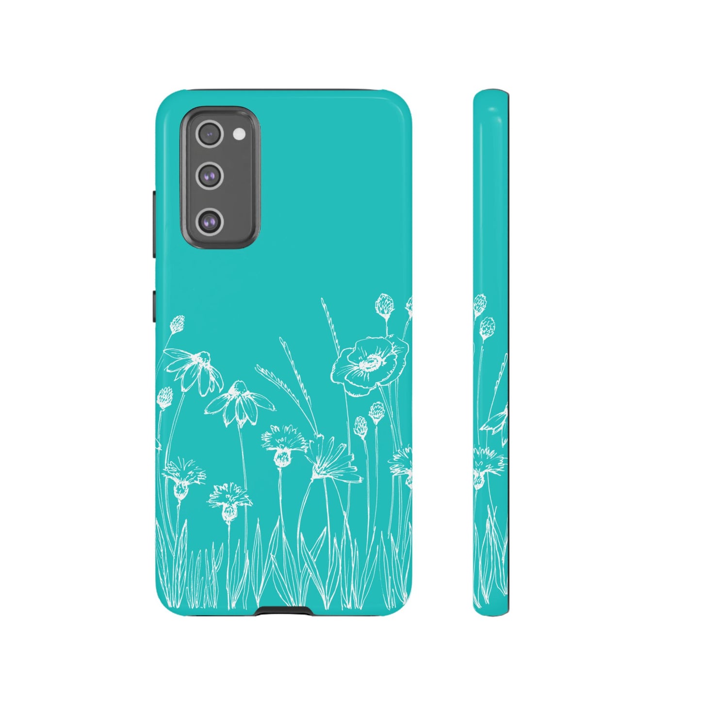 Doodle Flower Phone Case Aqua