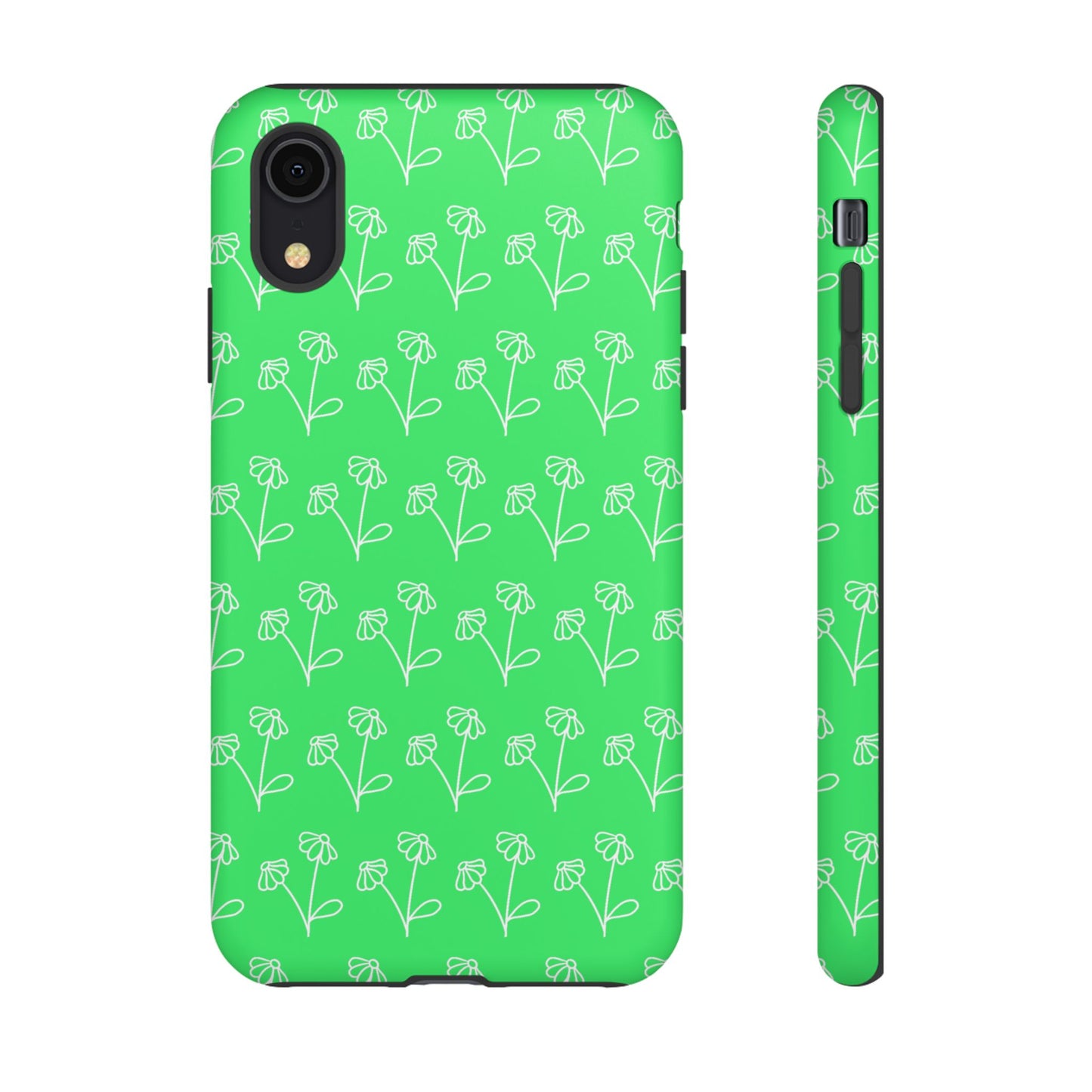 Doodle Flowers Phone Case Bright Green