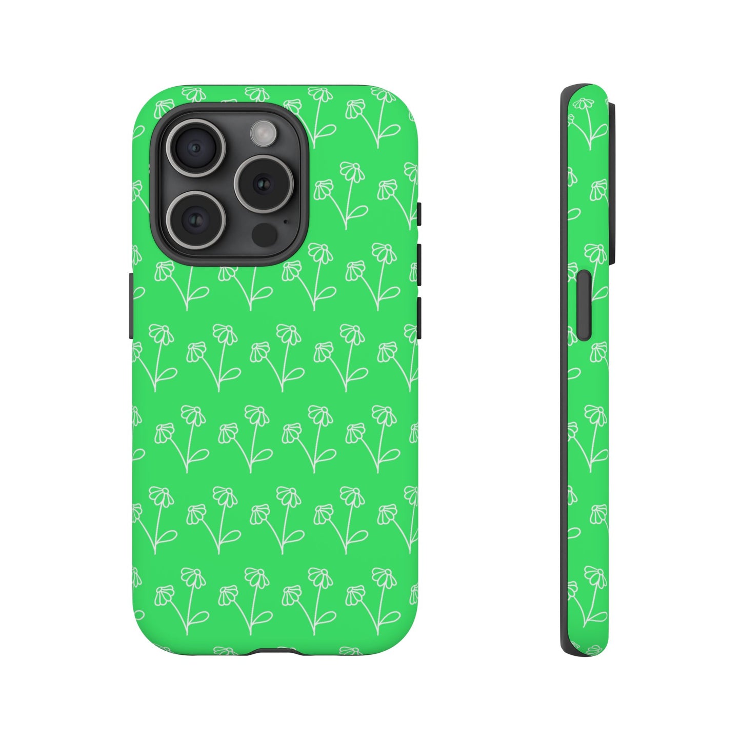 Doodle Flowers Phone Case Bright Green