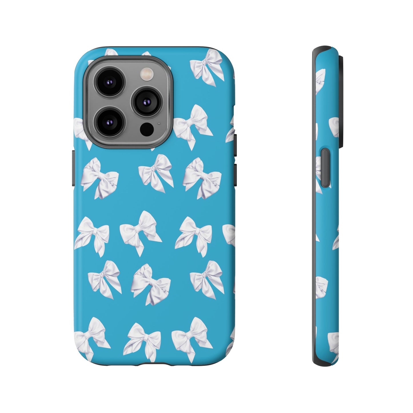 Bow Phone Case White on Turquoise