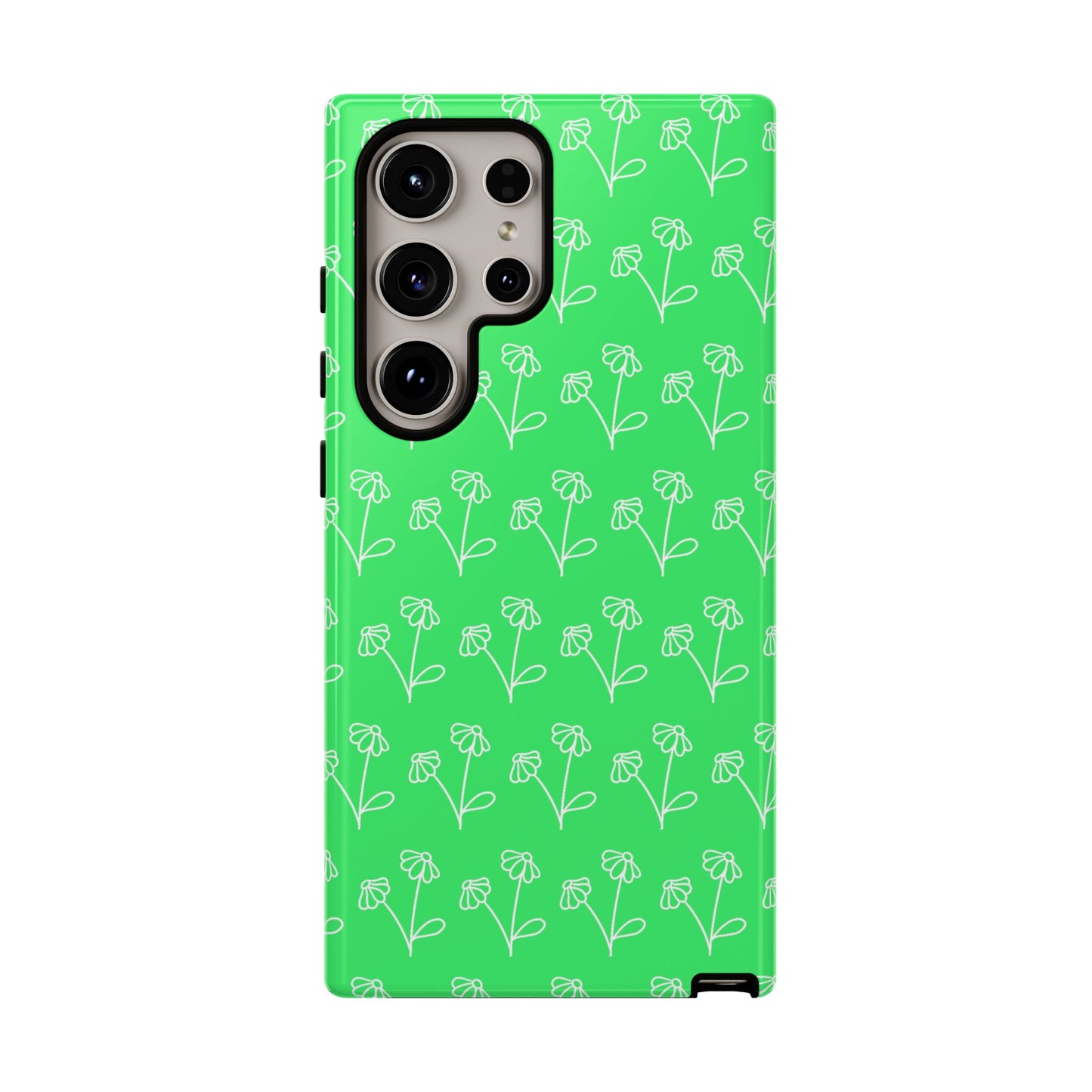 Doodle Flowers Phone Case Bright Green