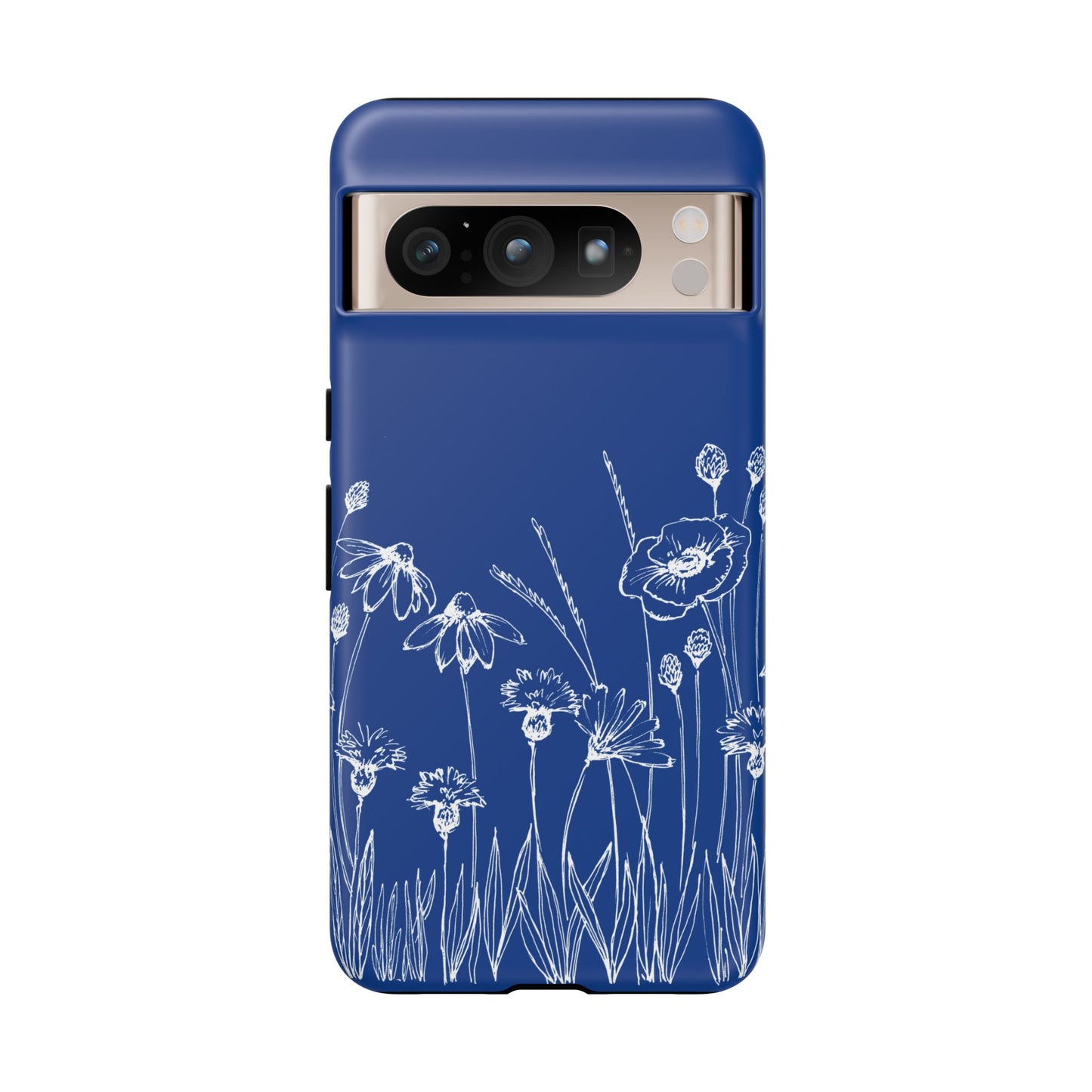 Doodle Flower Phone Case Blue