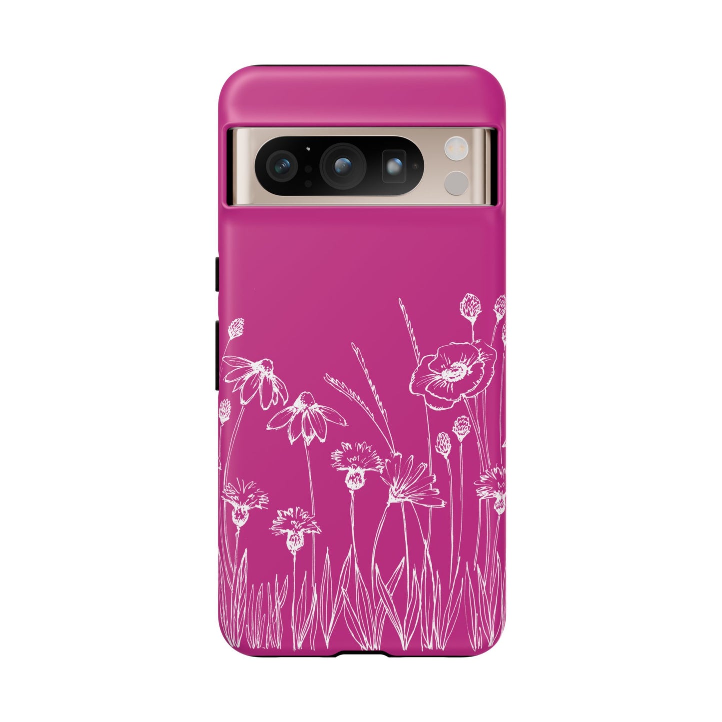 Doodle Flower Phone Case Hot Pink