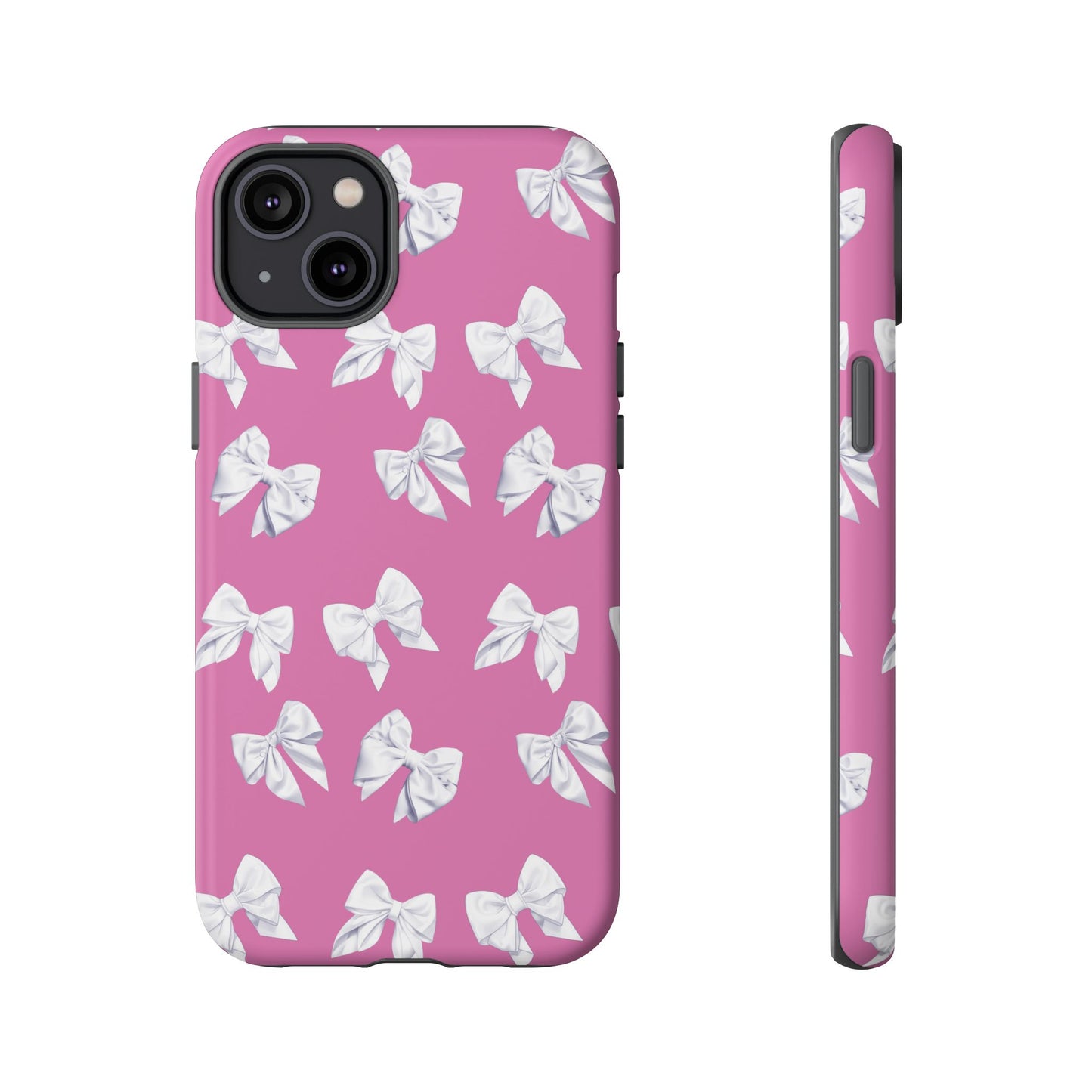 Bow Phone Case White on Pink