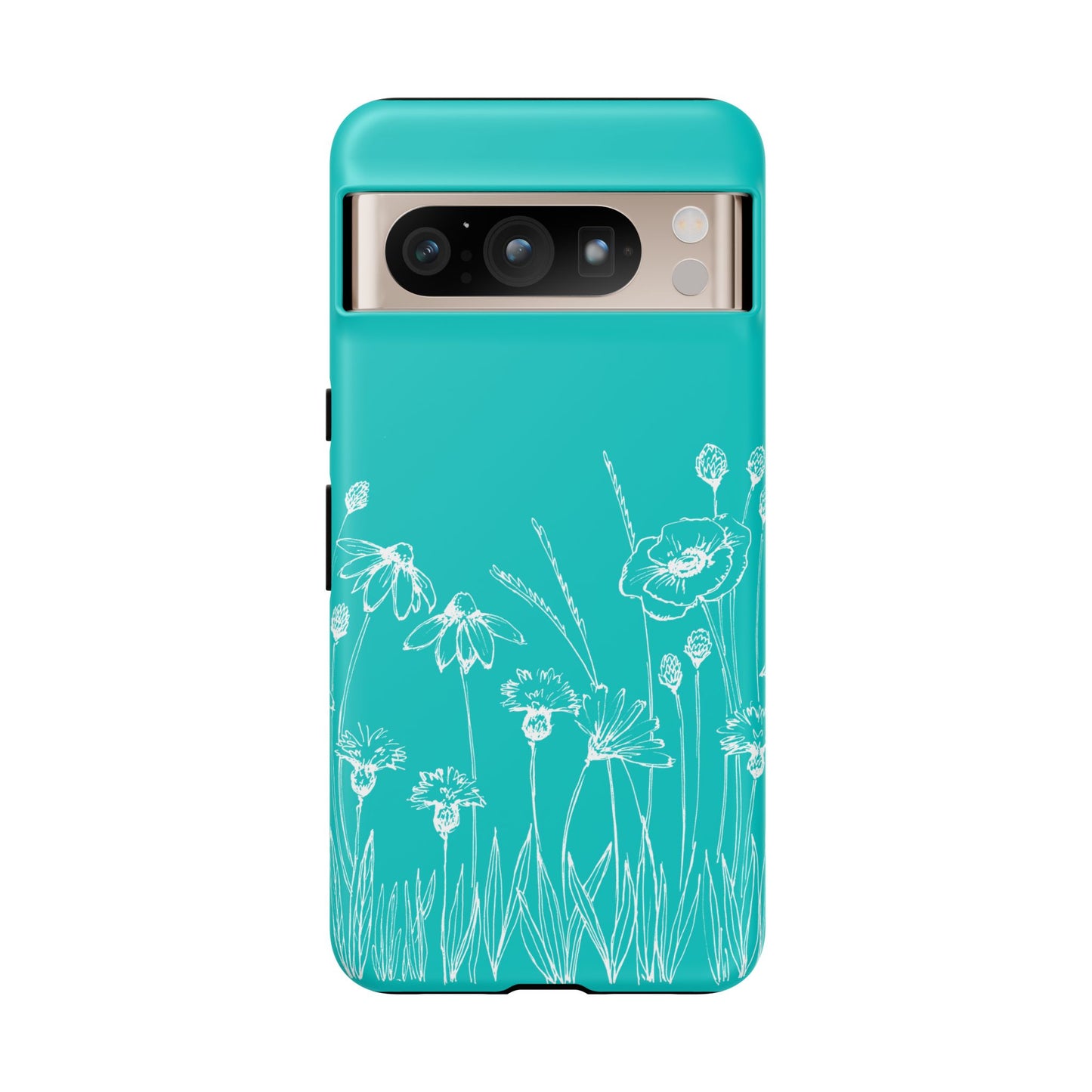 Doodle Flower Phone Case Aqua