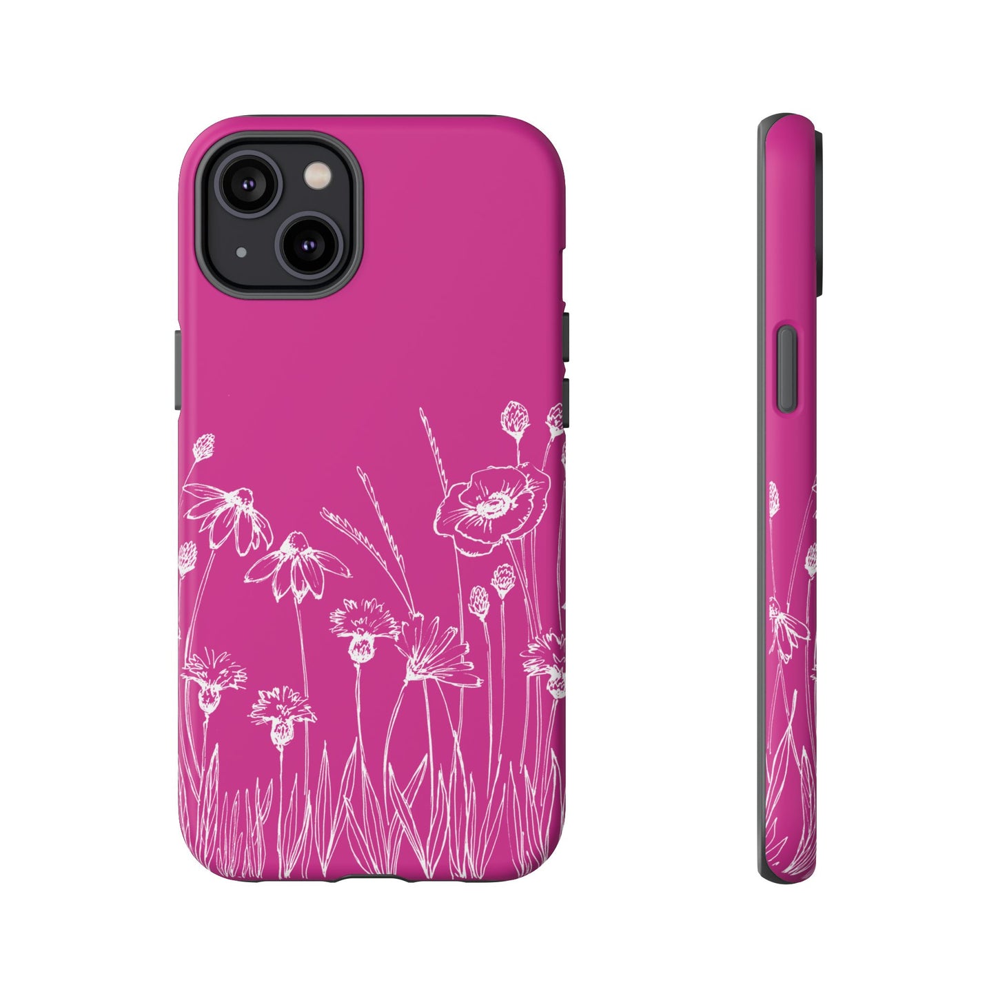 Doodle Flower Phone Case Hot Pink