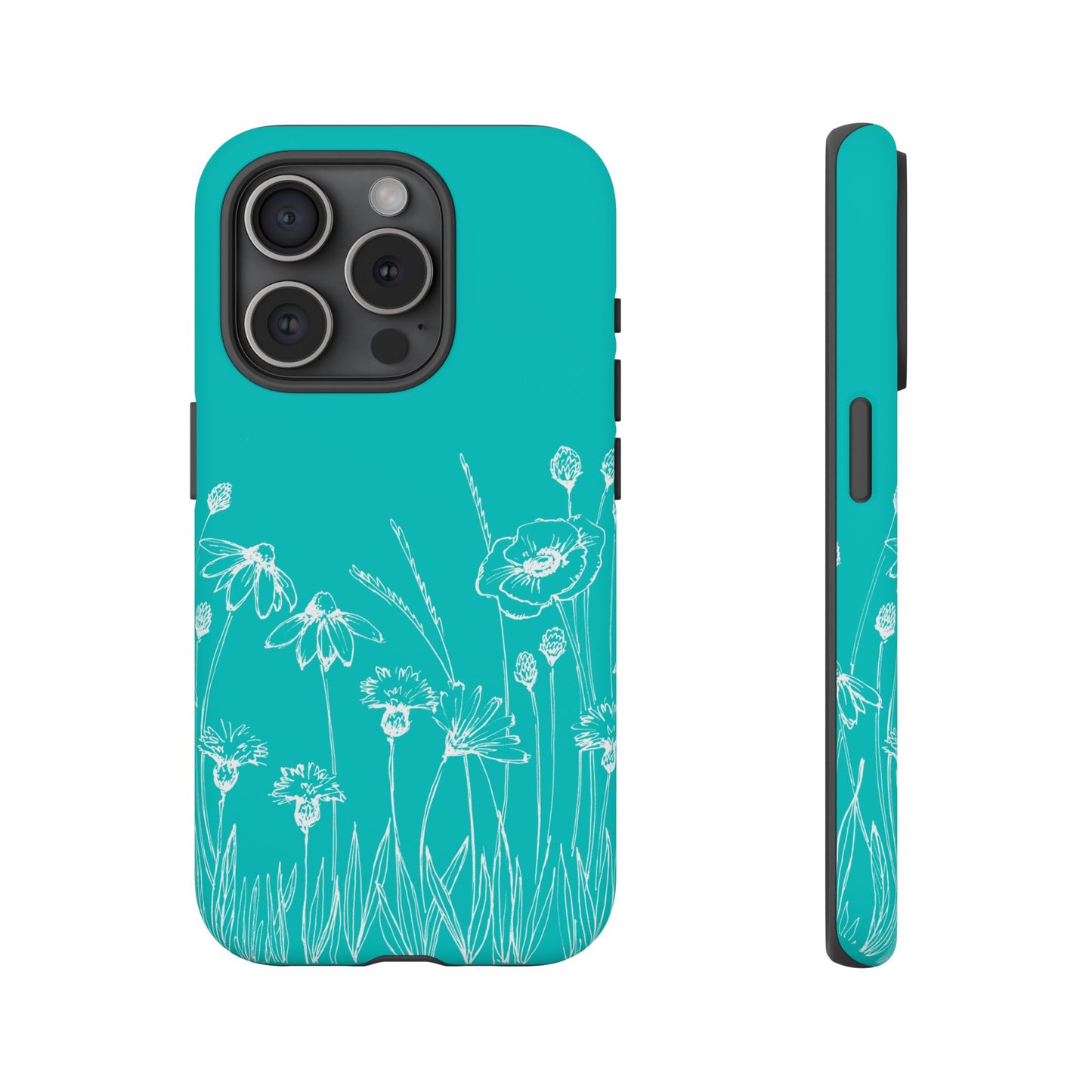 Doodle Flower Phone Case Aqua