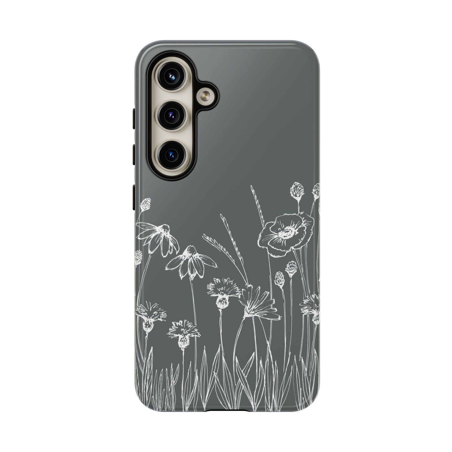 Doodle Flower Phone Case Gray