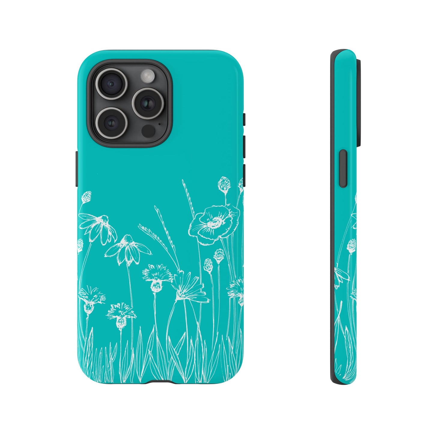 Doodle Flower Phone Case Aqua