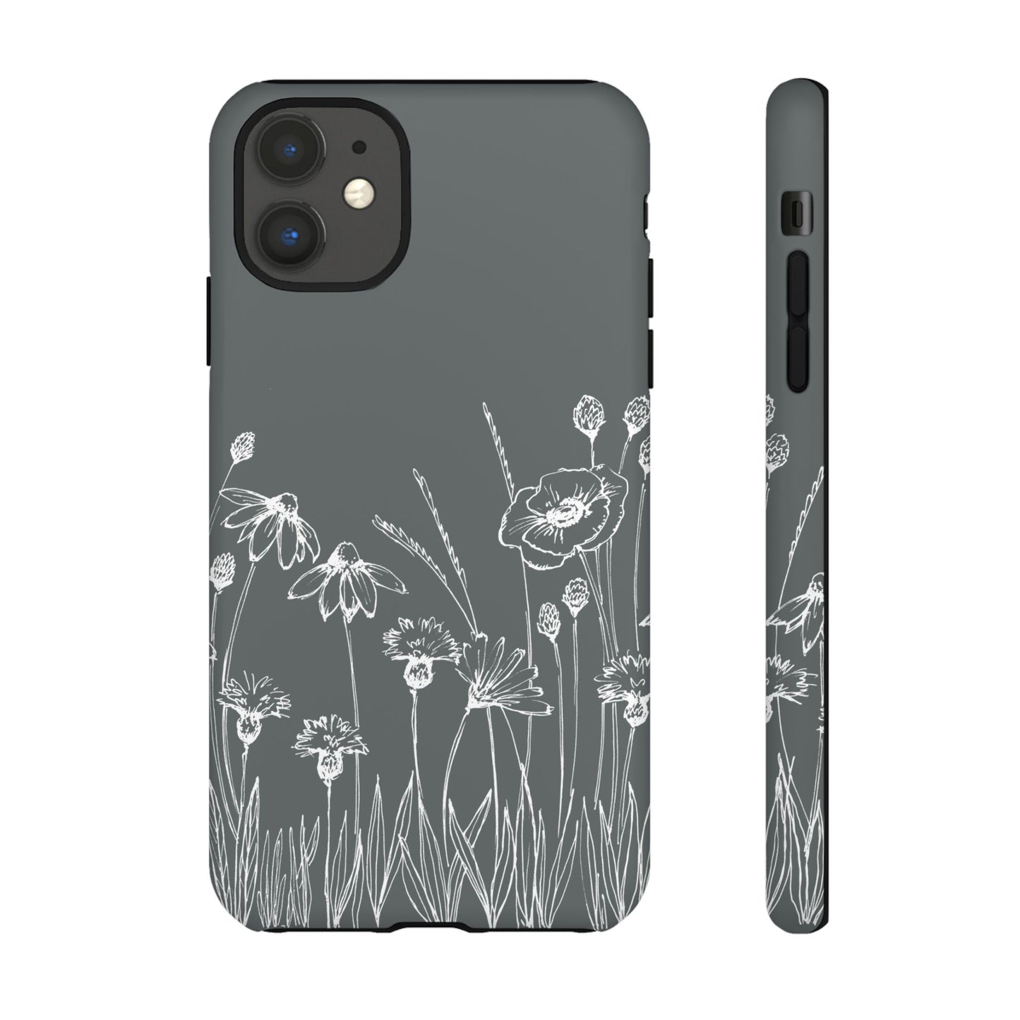 Doodle Flower Phone Case Gray