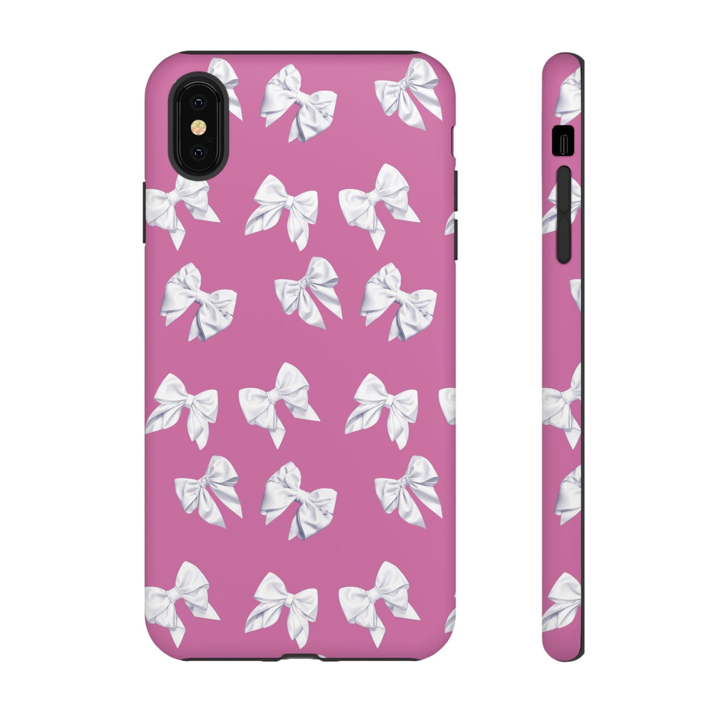 Bow Phone Case White on Pink