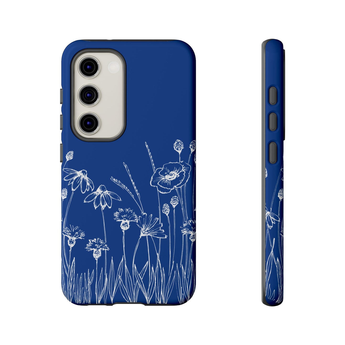 Doodle Flower Phone Case Blue