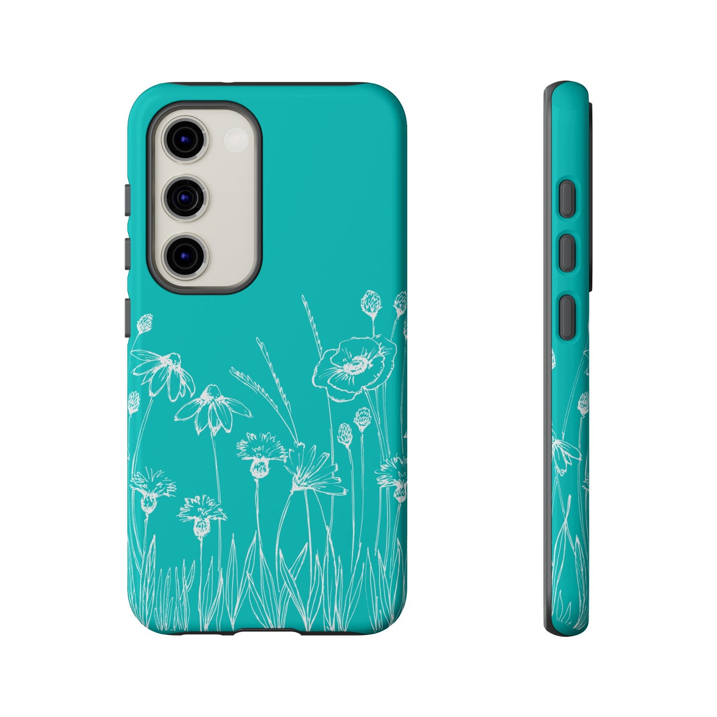 Doodle Flower Phone Case Aqua