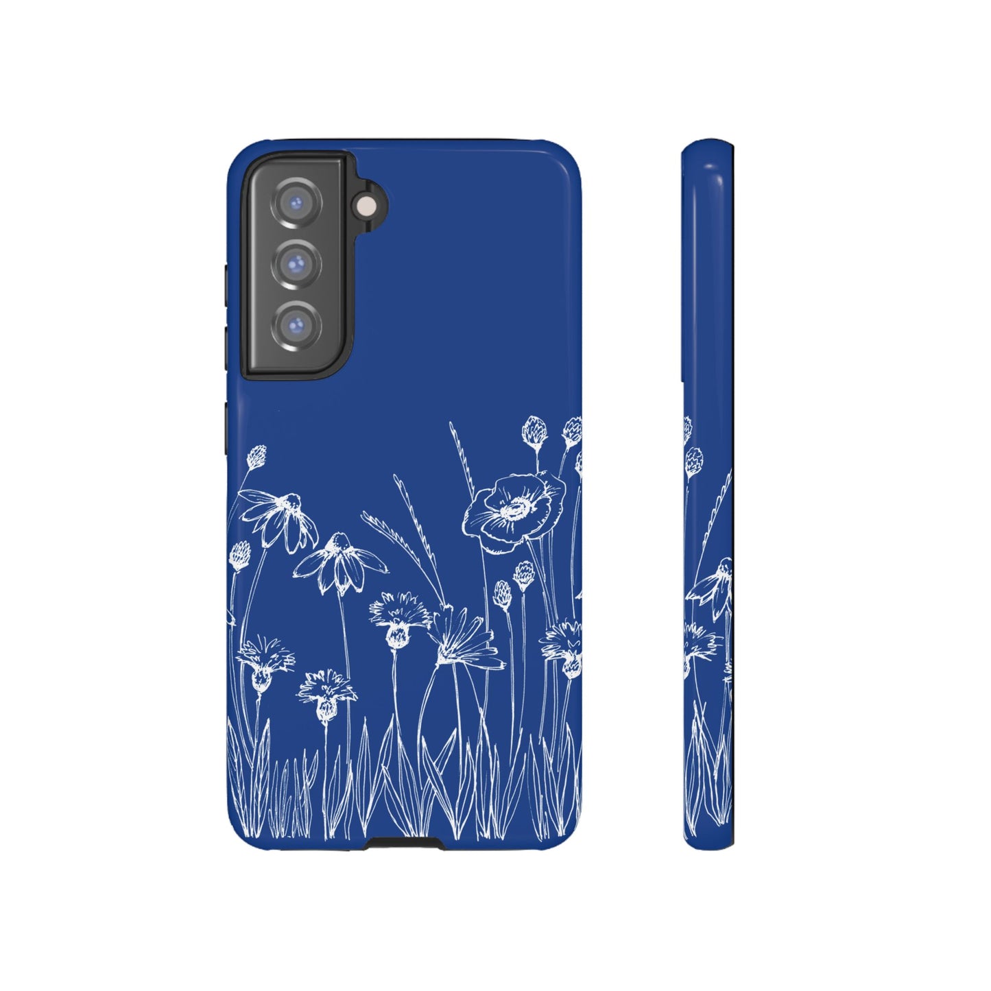 Doodle Flower Phone Case Blue