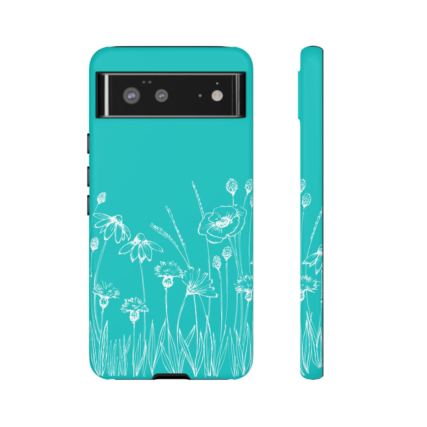 Doodle Flower Phone Case Aqua