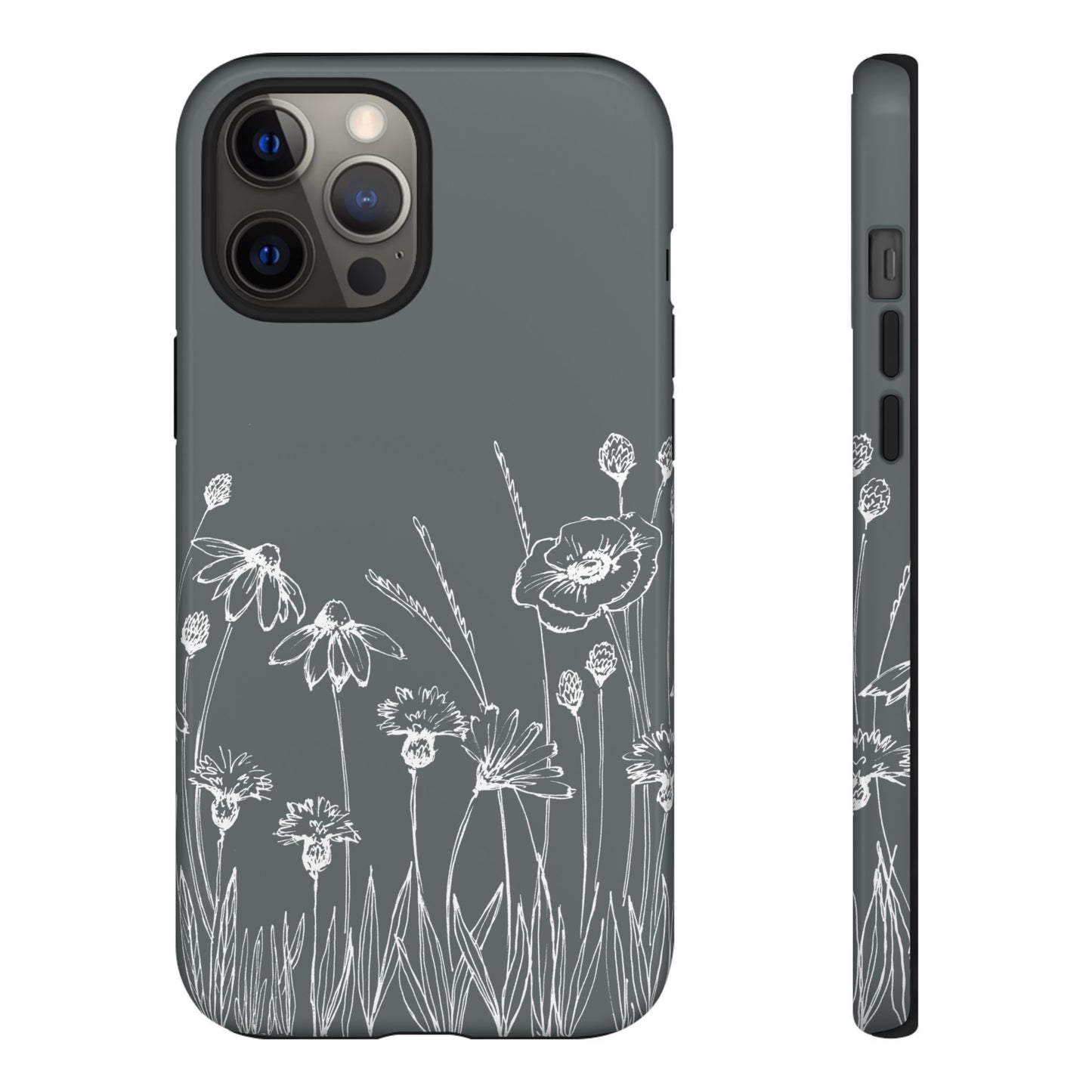 Doodle Flower Phone Case Gray