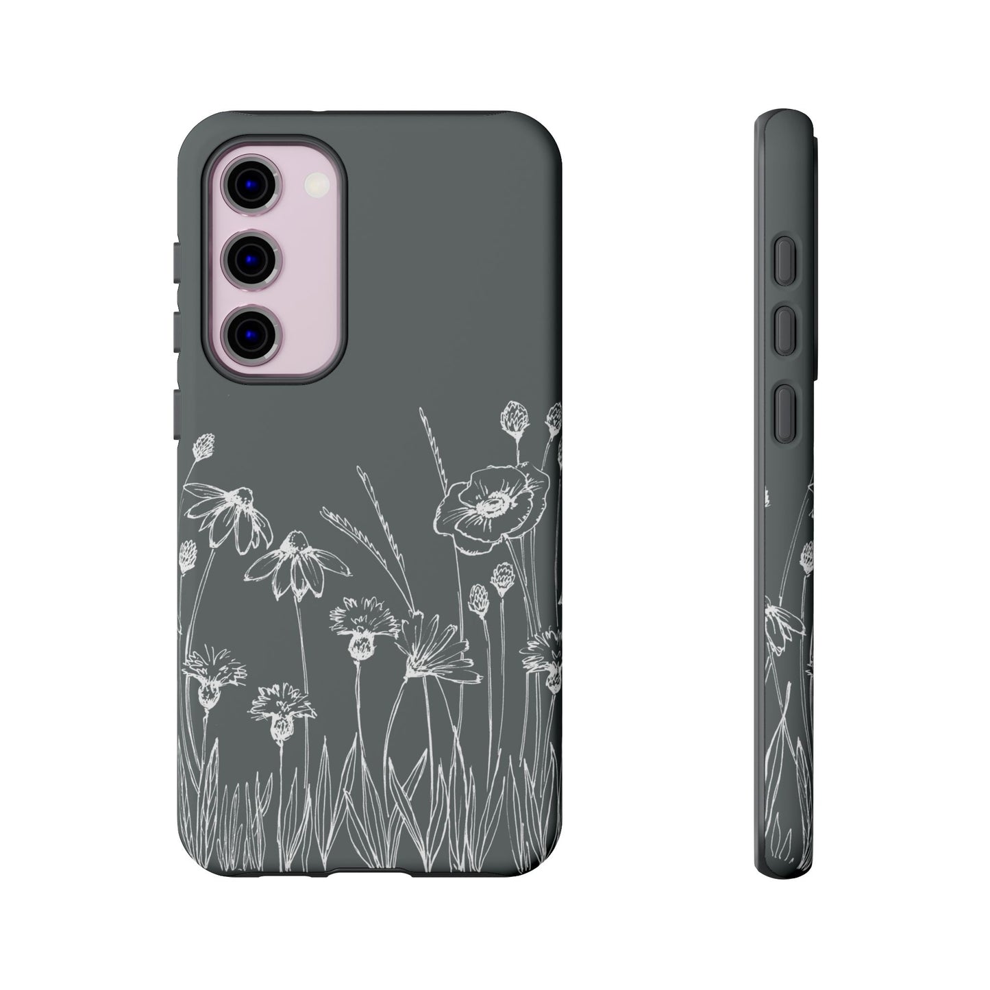 Doodle Flower Phone Case Gray