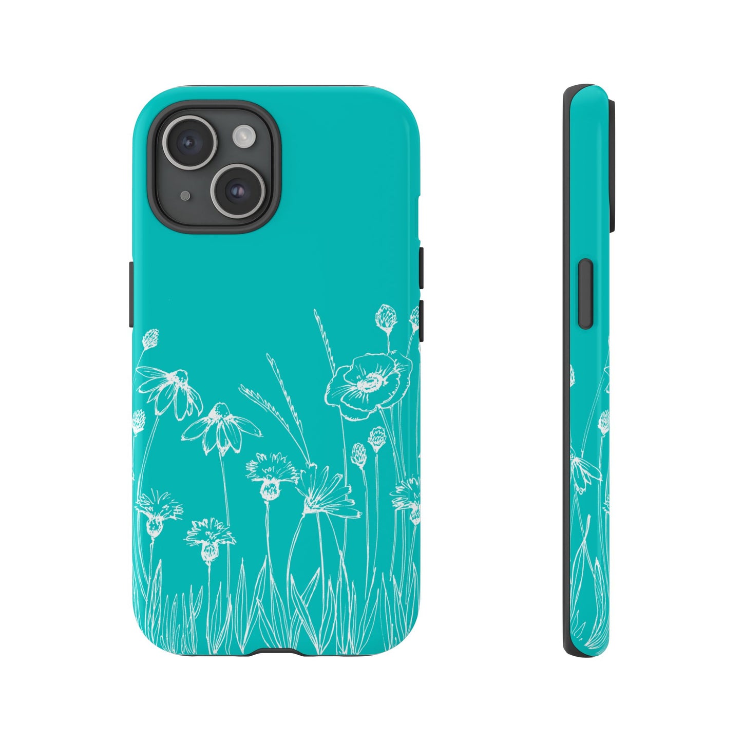 Doodle Flower Phone Case Aqua