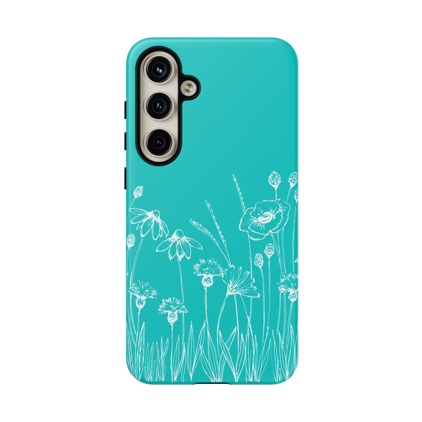 Doodle Flower Phone Case Aqua