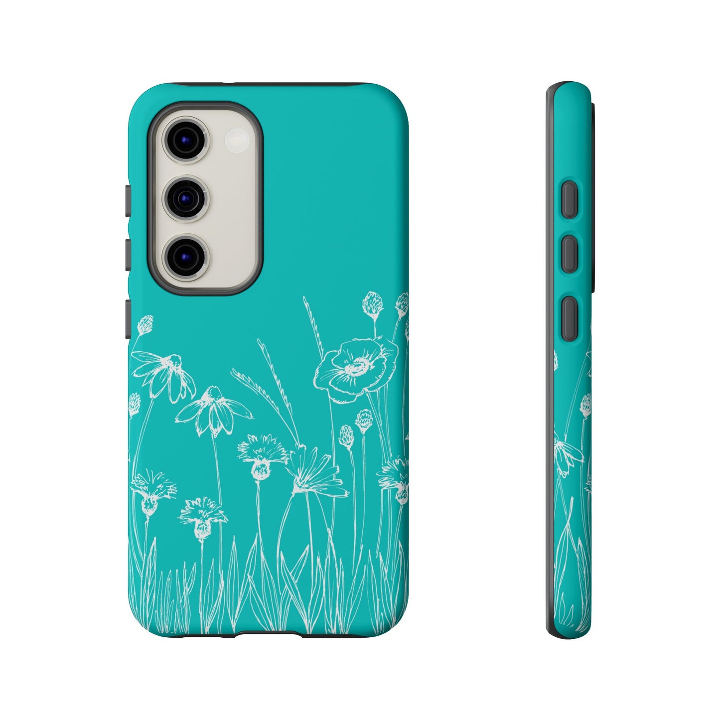 Doodle Flower Phone Case Aqua