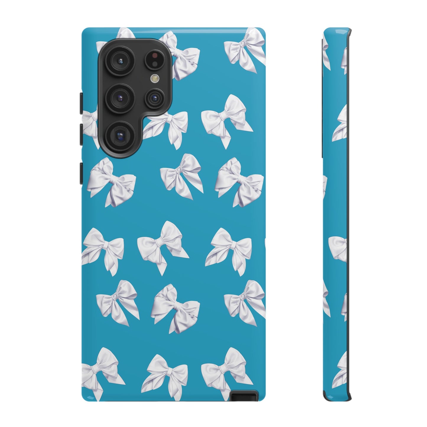 Bow Phone Case White on Turquoise