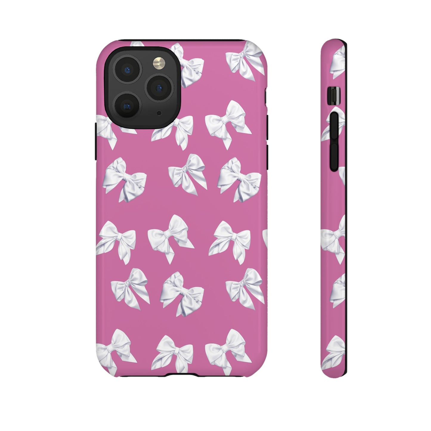 Bow Phone Case White on Pink