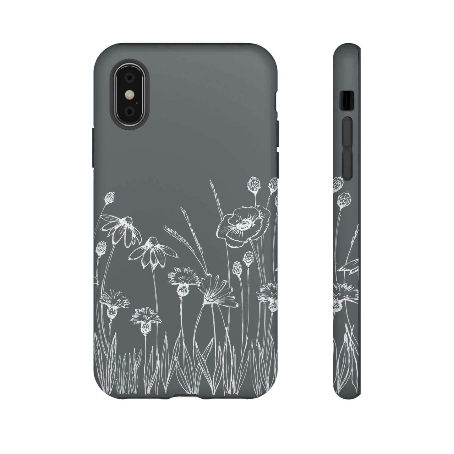 Doodle Flower Phone Case Gray