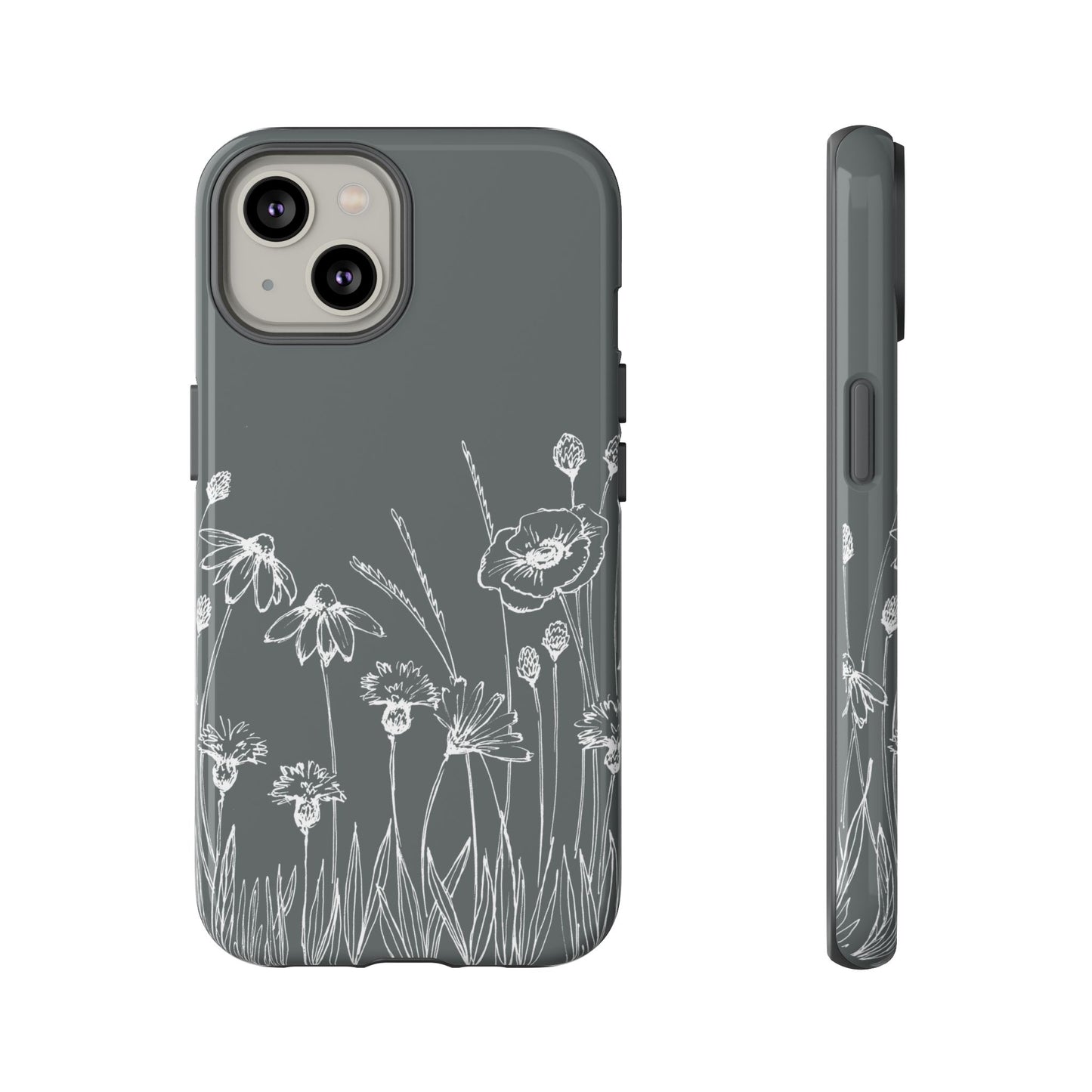 Doodle Flower Phone Case Gray