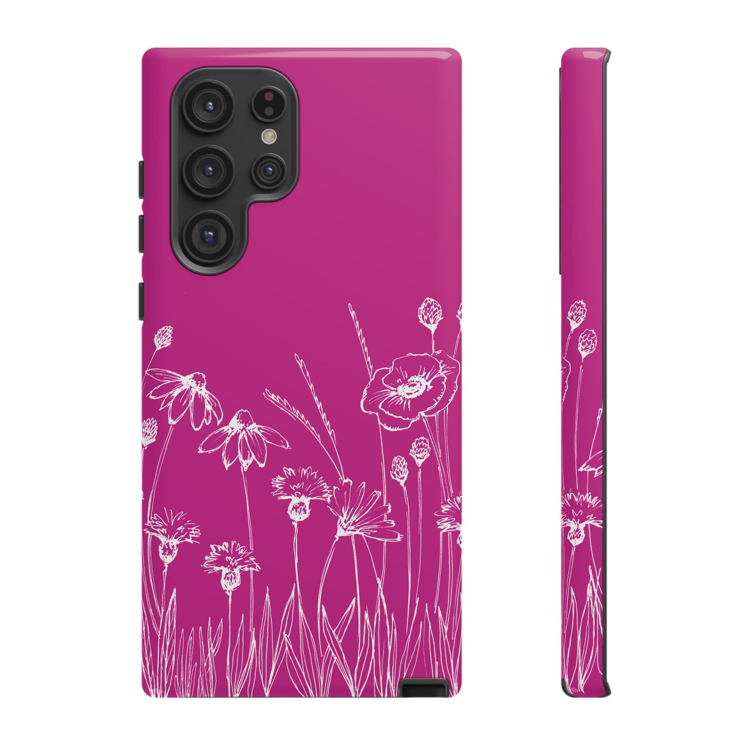 Doodle Flower Phone Case Hot Pink