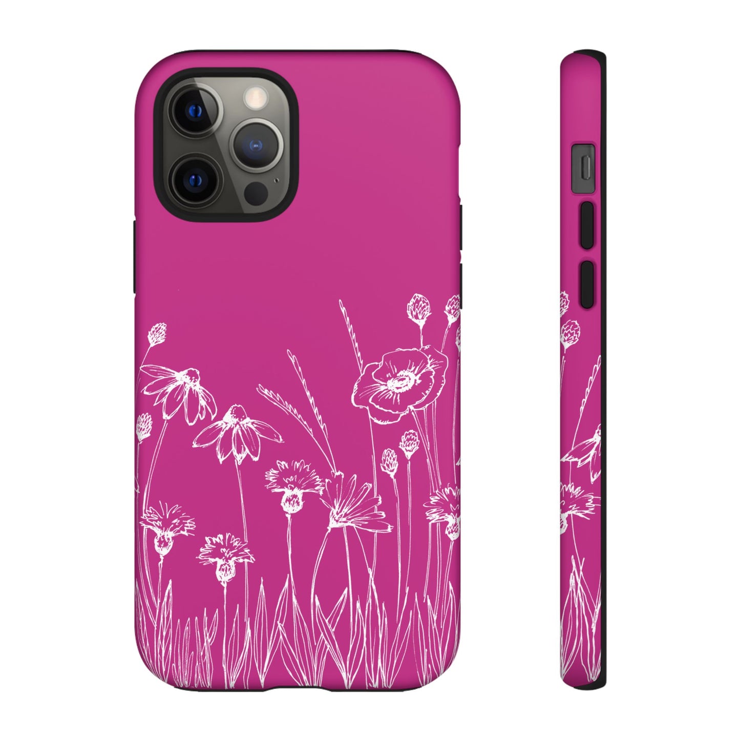 Doodle Flower Phone Case Hot Pink