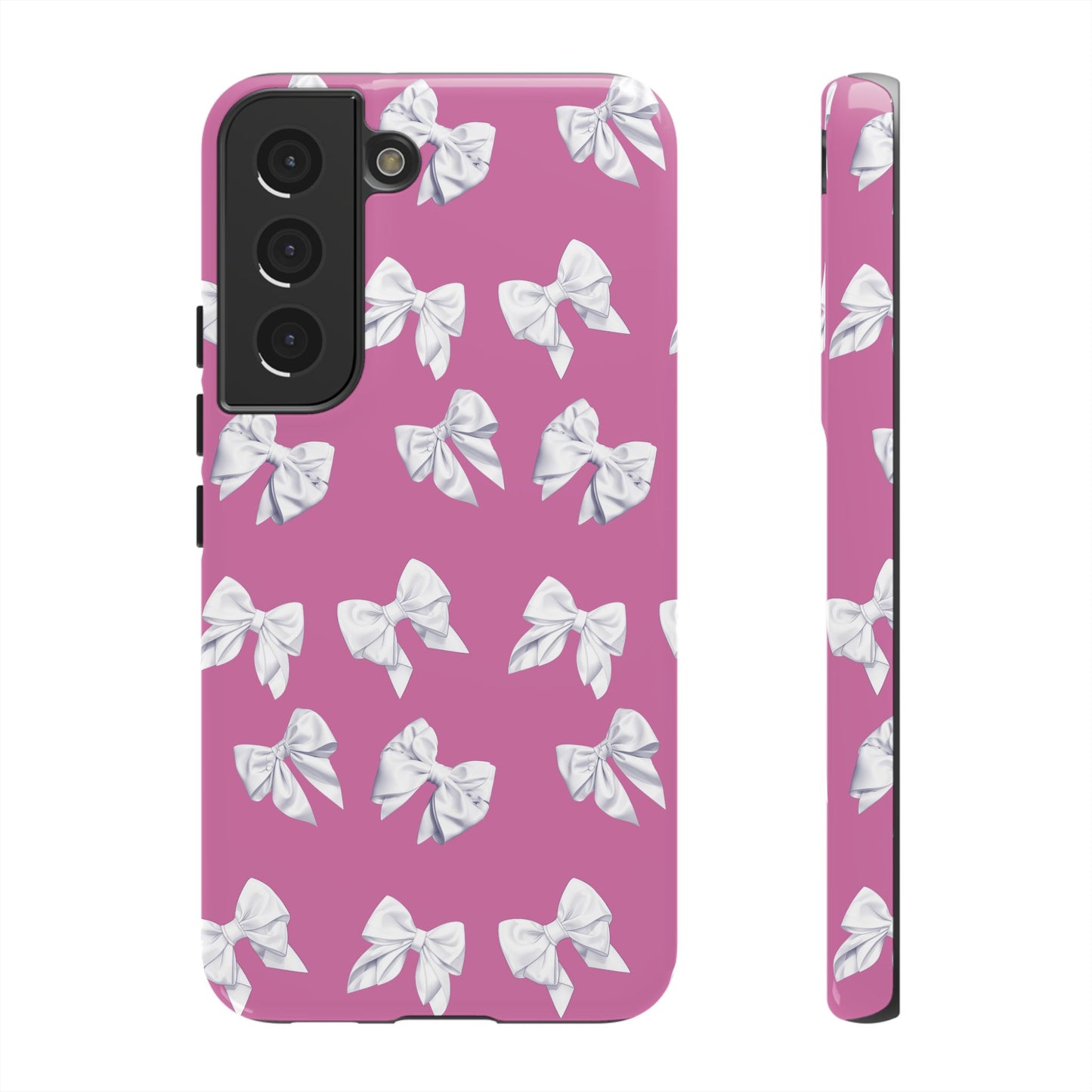 Bow Phone Case White on Pink