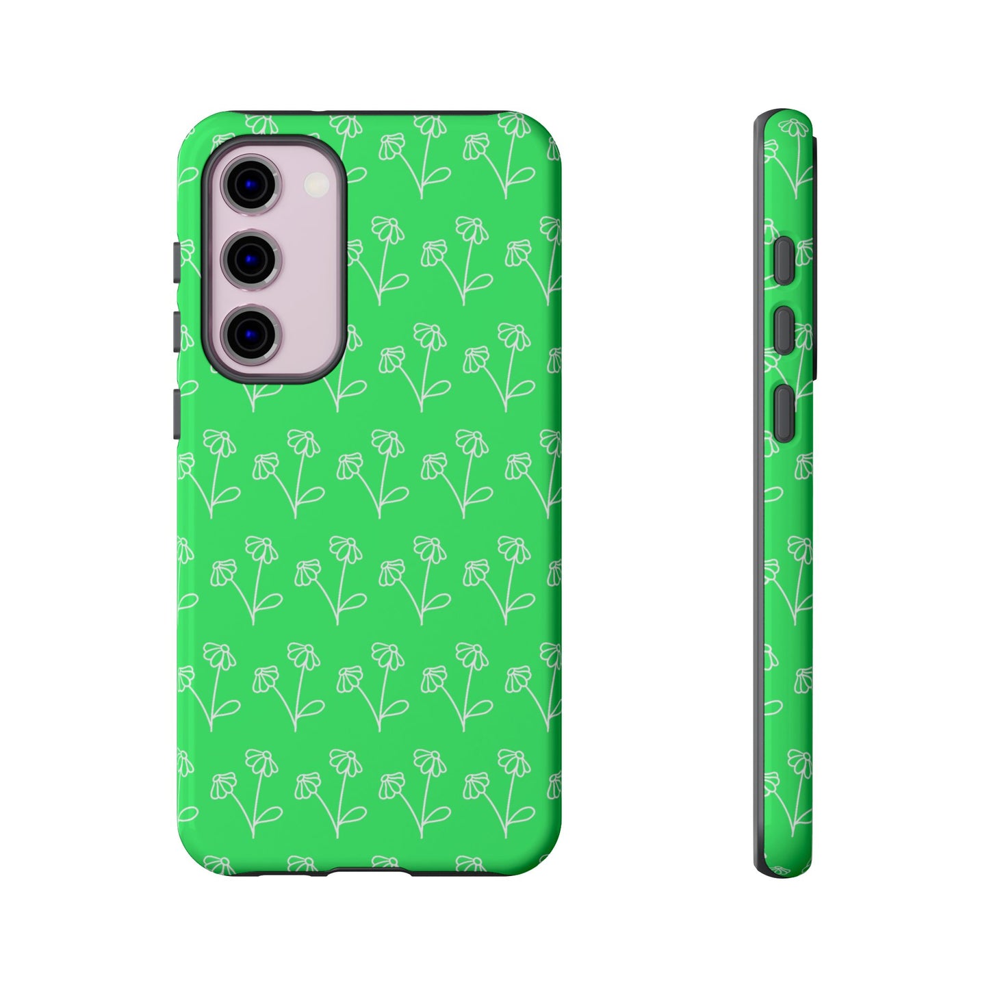 Doodle Flowers Phone Case Bright Green