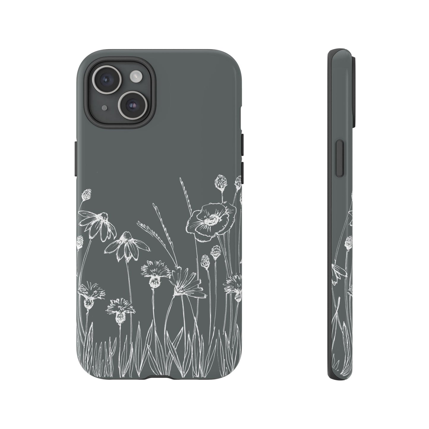 Doodle Flower Phone Case Gray