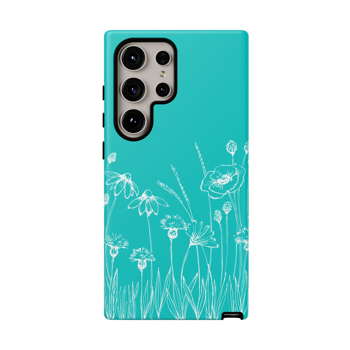 Doodle Flower Phone Case Aqua